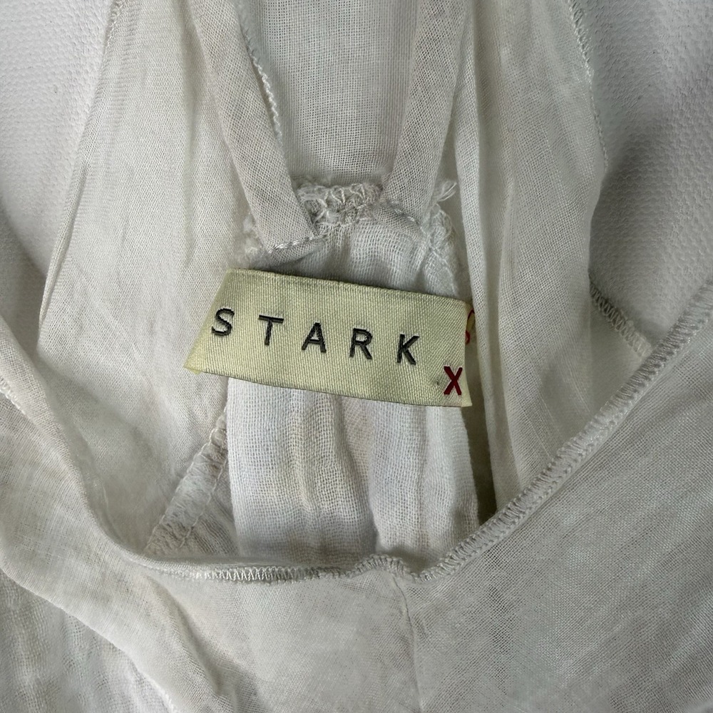 Stark Women's Tie Dye Tan And White Cotton Top Tank Crop Small - Picture 3 of 8